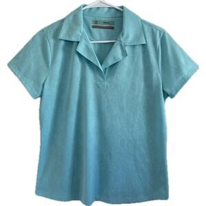 CUTTER & BUCK CB DryTec Polo Shirt Top Women's Size L Aqua Blue
